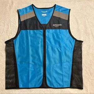 Amazon Blue Reflective Vest Delivery Employee Uniform Mens XL AFV01U NEW